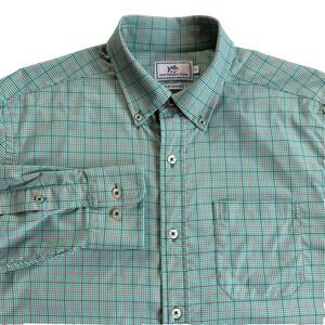 Southern Tide Performance Oxford Shirt M Button Up Down Long Sleeve Check Plaid